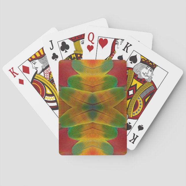Macaw parrot feather kaleidoscope playing cards (Back)