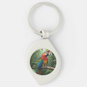 Macaw Parrot in the Jungle Key Ring
