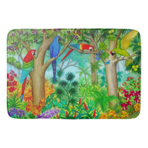 Macaw Parrot Jungle Art Bath Mat