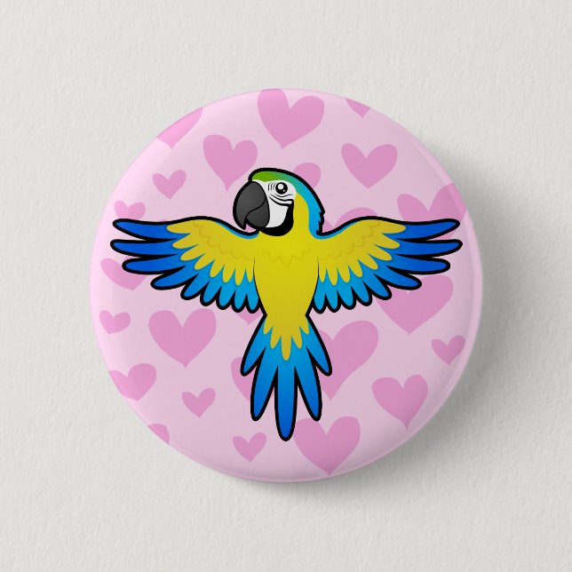 Macaw / Parrot Love 6 Cm Round Badge (Front)