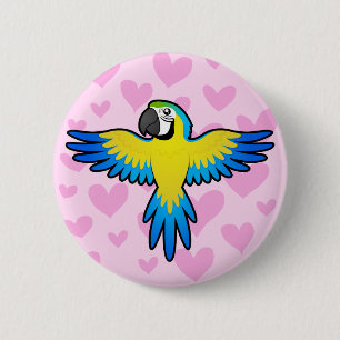 Macaw / Parrot Love 6 Cm Round Badge