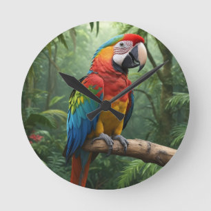 Macaw Parrot Round Clock