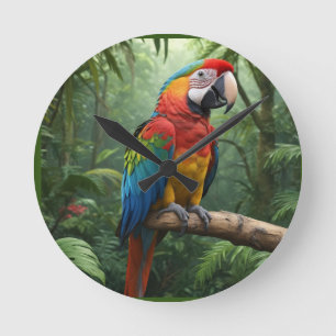 Macaw Parrot Round Clock