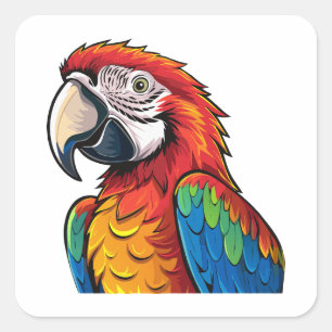 Macaw parrot square sticker