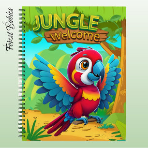 Macaw Parrot Tropical Bird Cartoon Character 🐦 Notebook
