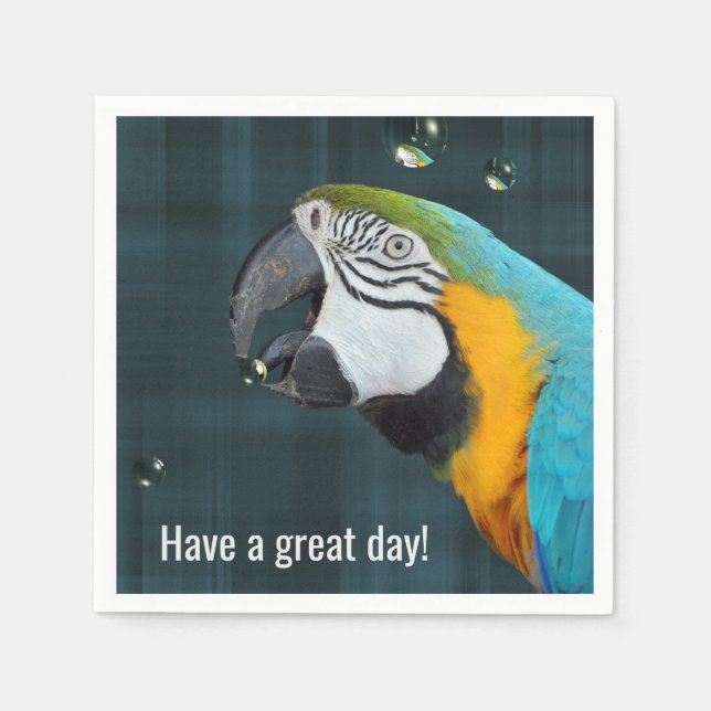 Macaw Parrot With Water Bubbles Napkin (Front)