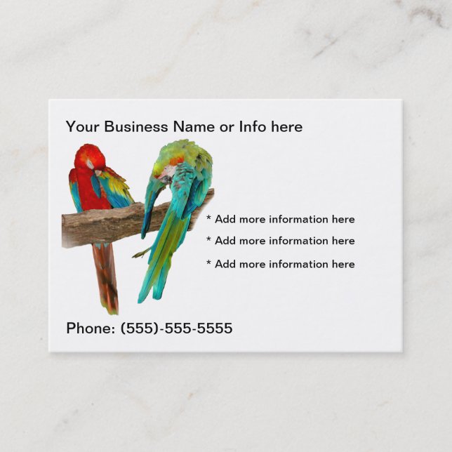 Macaw Parrots Birds Business Cards (Front)
