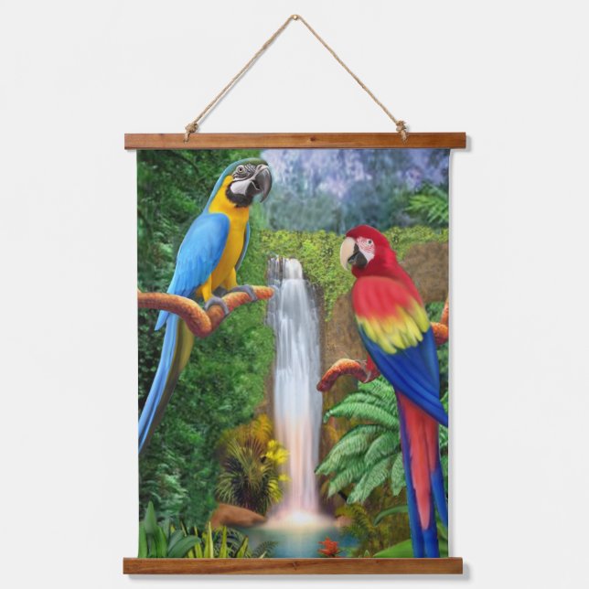 Macaw Tropical Parrots Hanging Tapestry (Front)