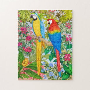 Macaw Watercolor Parrots Puzzle