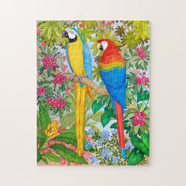 Macaw Watercolor Parrots Puzzle (Vertical)