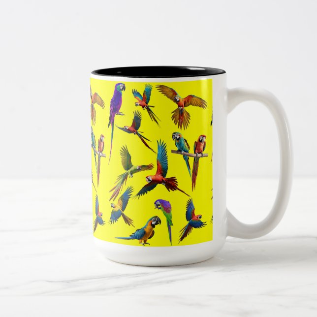 Macaws and more macaws Two-Tone coffee mug (Right)