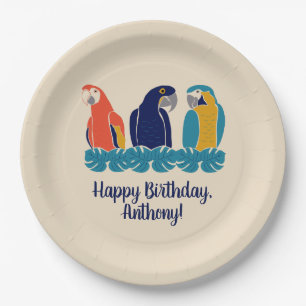 Macaws Illustrations Tropical Themed Party Paper Plate
