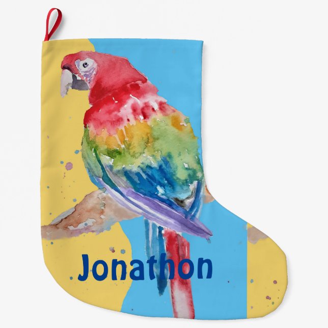 Macaws Macaw Parrot Boys Name Christmas Stocking (Front)