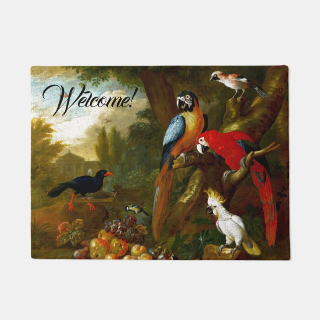Macaws Parrot Cockatoo Birds Welcome Doormat (Front)