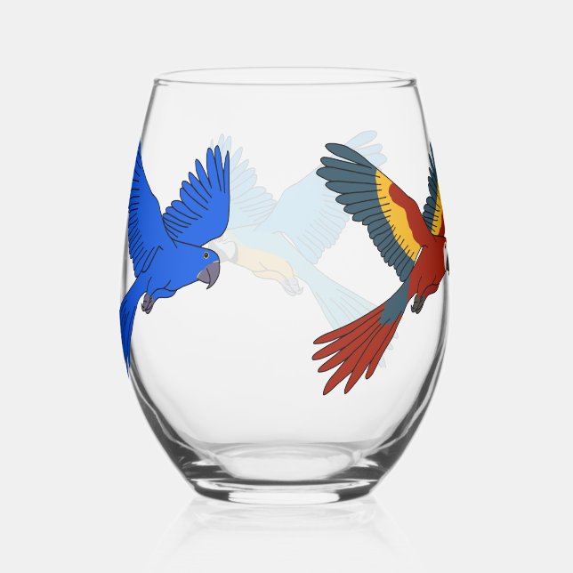 Macaws Stemless Wine Glass (Right)