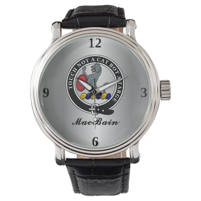 MacBain Clan Badge Personalised Watch (Front)