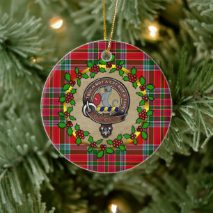MacBain Clan Badge & Tartan Personalised Christmas Ceramic Ornament