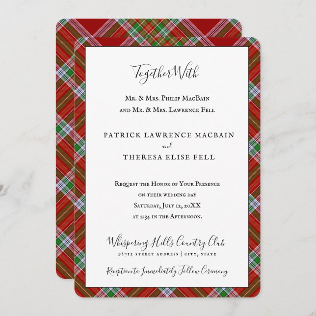 MacBain Clan Tartan Scottish Plaid Invitation (Front/Back)