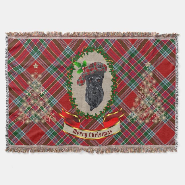 MacBain Scottie Dog Christmas Throw Blanket (Front)