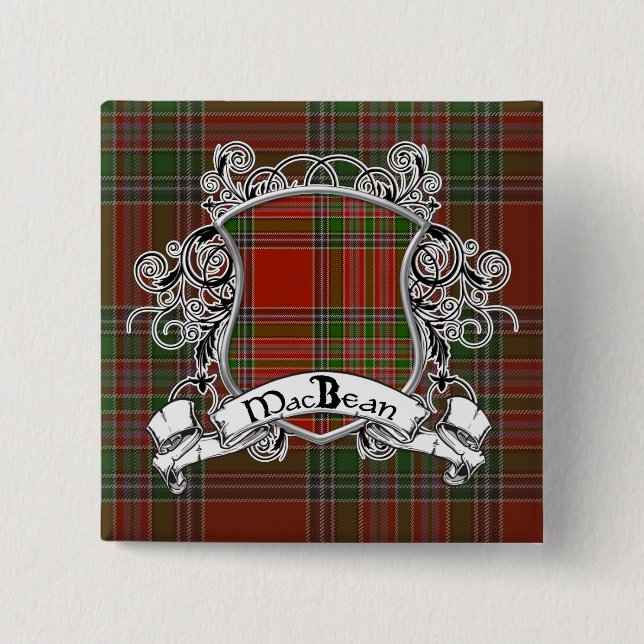 MacBean Tartan Shield 15 Cm Square Badge (Front)