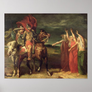 Macbeth and the Three Witches, 1855 Poster
