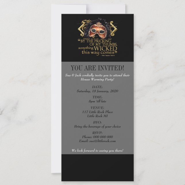 Macbeth "Something Wicked" Quote (Gold Version) Invitation (Front)