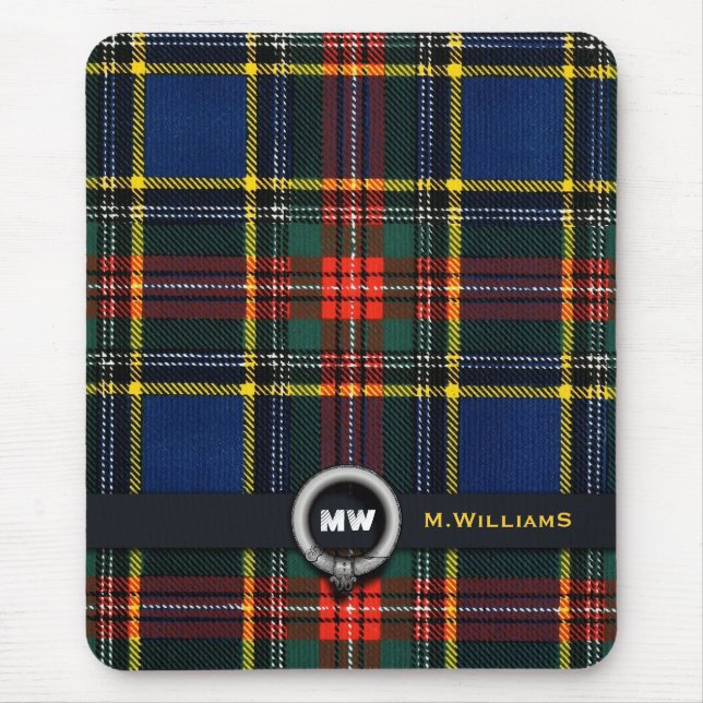 Macbeth Tartan Monogram Mouse Pad (Front)