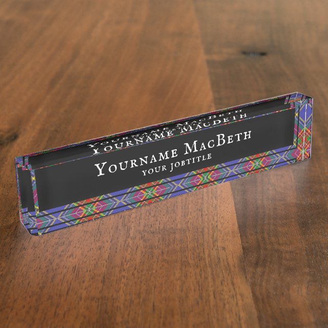 MacBeth Tartan Plaid Scottish Pattern Nameplate (Side)