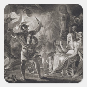Macbeth, the Three Witches and Hecate in Act IV, S Square Sticker