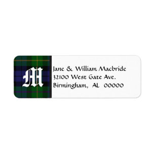 Macbride Tartan Plaid Monogram Address Labels