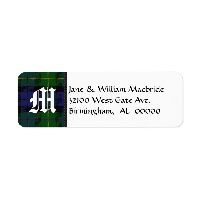 Macbride Tartan Plaid Monogram Address Labels (Front)