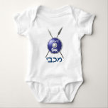 Maccabee Shield And Spears Baby Bodysuit<br><div class="desc">A depiction of a Maccabee's shield and two spears. The shield is adorned by a lion and text reading "Yisrael" (Israel) in the Paleo-Hebrew alphabet. "Maccabee" also appears in modern Hebrew. The Maccabees were Jewish rebels who freed Judea from the yoke of the Seleucid Empire. Chanukkah is not just a...</div>