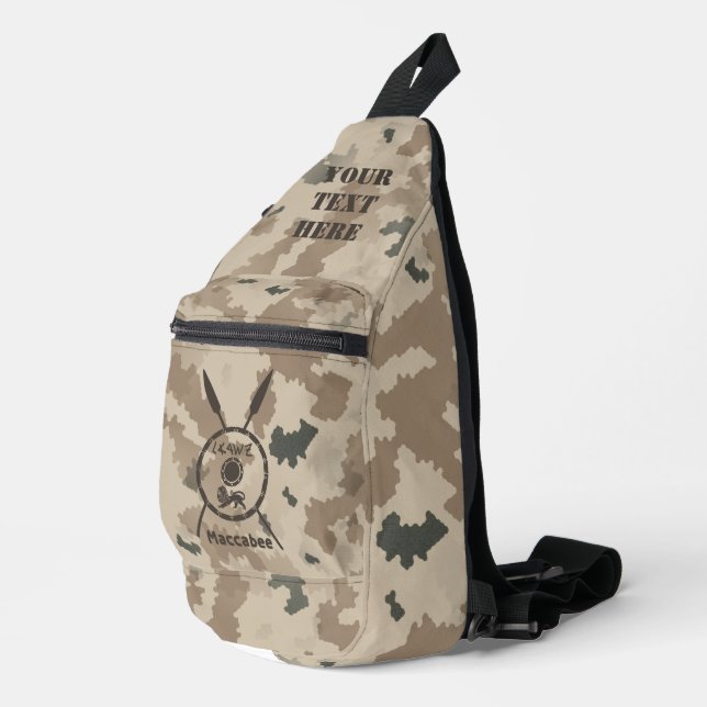 Maccabee Shield And Spears - Desert  Sling Bag (Right Corner)
