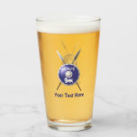 Maccabee Shield And Spears Glass<br><div class="desc">A depiction of a Maccabee's shield and two spears. The shield is adorned by a lion and text reading "Yisrael" (Israel) in the Paleo-Hebrew. Customise by adding your own text. The Maccabees were Jewish rebels who freed Judea from the yoke of the Seleucid Empire. Chanukkah is not just a mid-winter...</div>