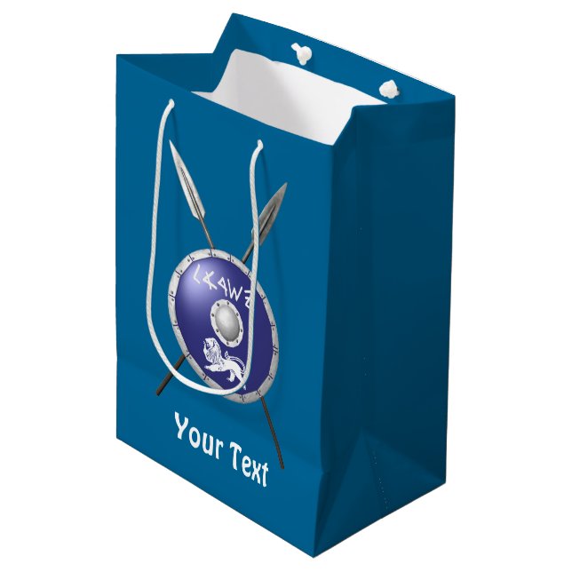 Maccabee Shield And Spears Medium Gift Bag (Front Angled)