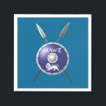 Maccabee Shield And Spears Napkin<br><div class="desc">A depiction of a Maccabee's shield and two spears. The shield is adorned by a lion and text reading "Yisrael" (Israel) in the Paleo-Hebrew alphabet. The Maccabees were Jewish rebels who freed Judea from the yoke of the Seleucid Empire. Chanukkah is not just a mid-winter festival featuring candles and fried...</div>