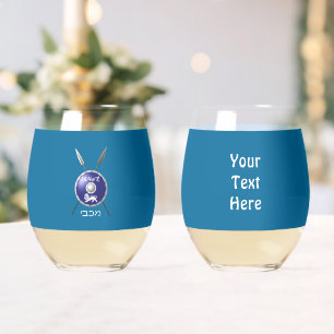 Maccabee Shield And Spears Stemless Wine Glass