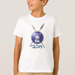 Maccabee Shield And Spears T-Shirt<br><div class="desc">A depiction of a Maccabee's shield and two spears. The shield is adorned by a lion and text reading "Yisrael" (Israel) in the Paleo-Hebrew alphabet. "Maccabee" also appears in modern Hebrew. The Maccabees were Jewish rebels who freed Judea from the yoke of the Seleucid Empire. Chanukkah is not just a...</div>