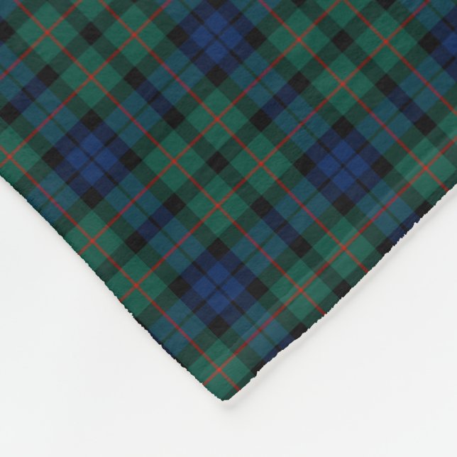 MacCallum Clan Royal Blue and Green Tartan Fleece Blanket (Corner)