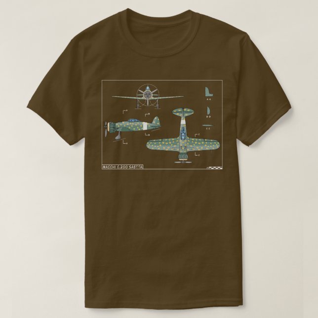 Macchi C200 Saetta Italian WW2 Fighter Aircraft Di T-Shirt (Design Front)