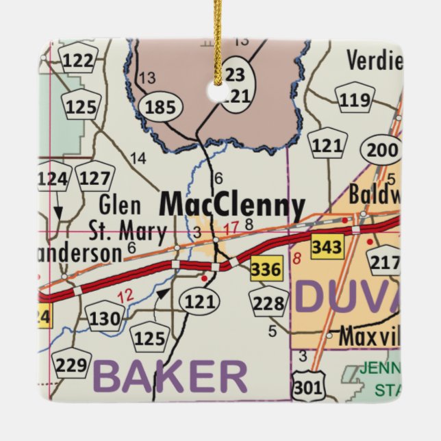 MacClenny Florida Map Ceramic Ornament (Back)