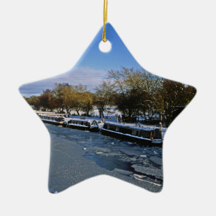 Macclesfield Canal Winter Cheshire Holiday Card Po Ceramic Ornament