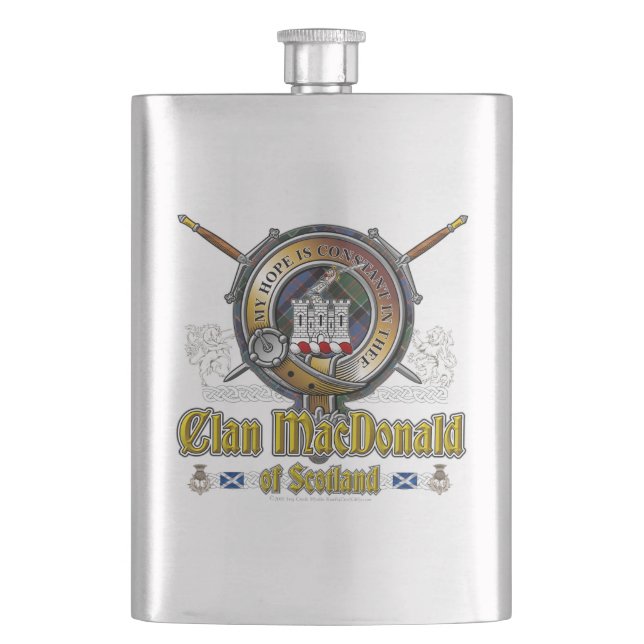 MacDonald Clanranald Clan Badge Hip Flask (Front)