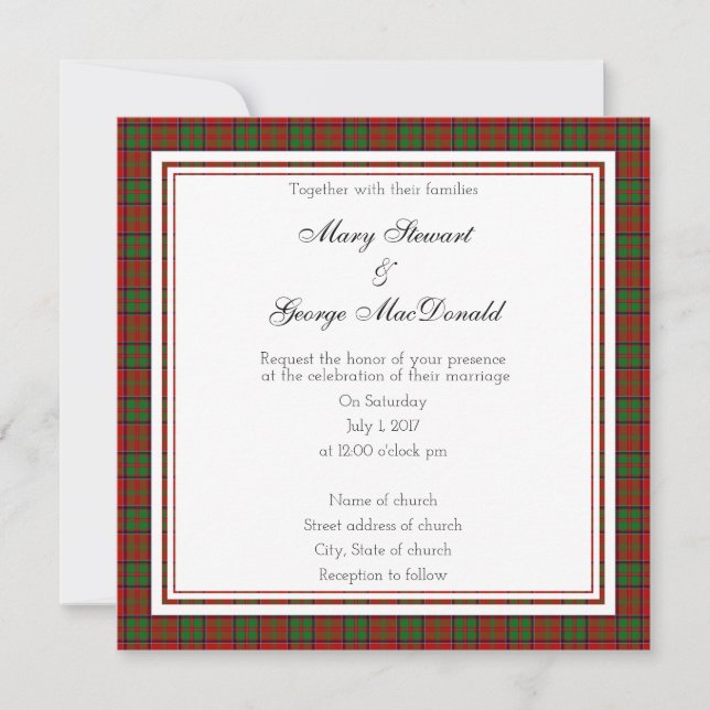 MacDonald Of Glencoe Scottish Wedding Square Invit Invitation (Front)