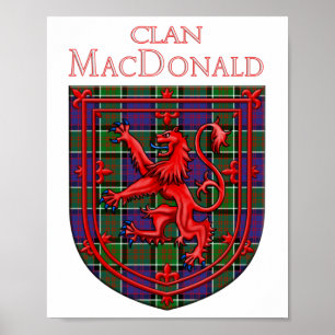 MacDonald of Ranald Tartan Scottish Plaid Lion Ram Poster
