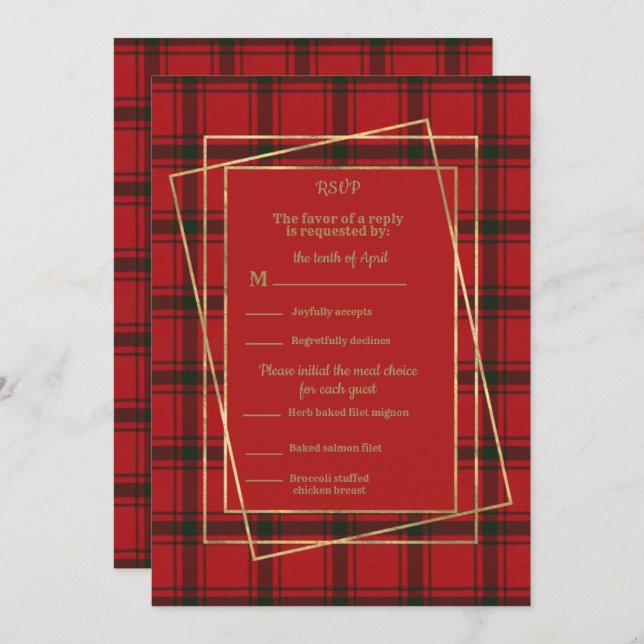 MacDonald Sleet Modern with Gold Frame RSVP Invitation (Front/Back)