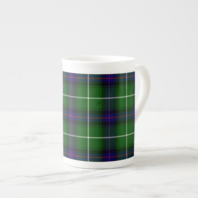 MacDonald tartan green blue plaid Bone China Mug (Front Right)