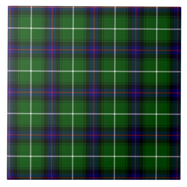 MacDonald tartan green blue plaid Ceramic Tile (Front)