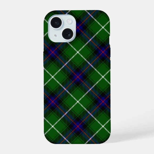MacDonald tartan green blue plaid iPhone 15 Case (Back)
