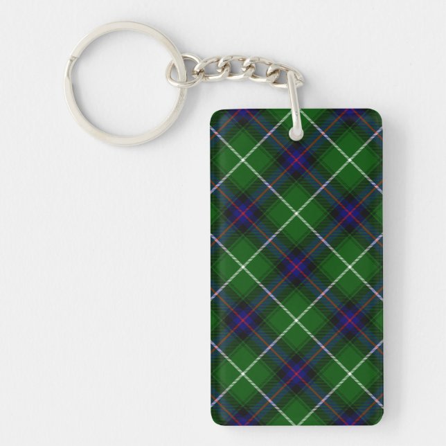 MacDonald tartan green blue plaid Key Ring (Front)